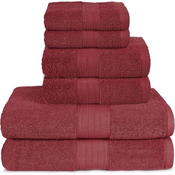 Glamburg 6 Piece Towel Set 100% Cotton 2 Bath Towels 2 Hand Towels 2 Wash 600GSM - Picture 1 of 4
